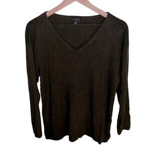 TALBOTS vneck Forrest green sweater L